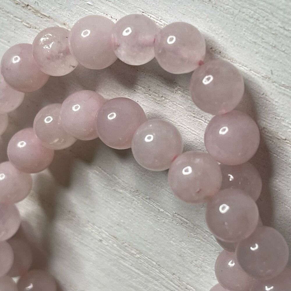 Rose quartz stretch bracelet large beads 7mm beaded 7” crystal healing